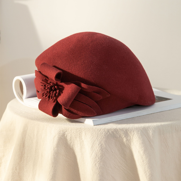 Stilla | Kvinders Blomstermønster Beret 100% Uld