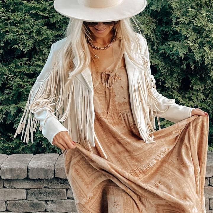 Stilla | Suede Jakke med Frynser