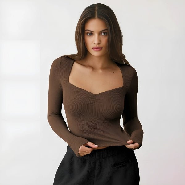 Stilla | Moderne Stretch Top Med Lange Ærmer