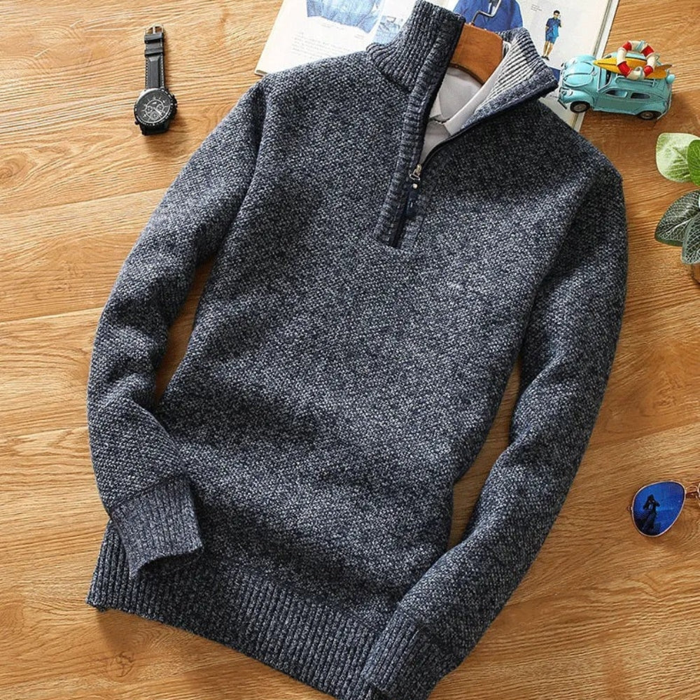 Stilla | Sweater - Strikket Halv Lynlås Krave