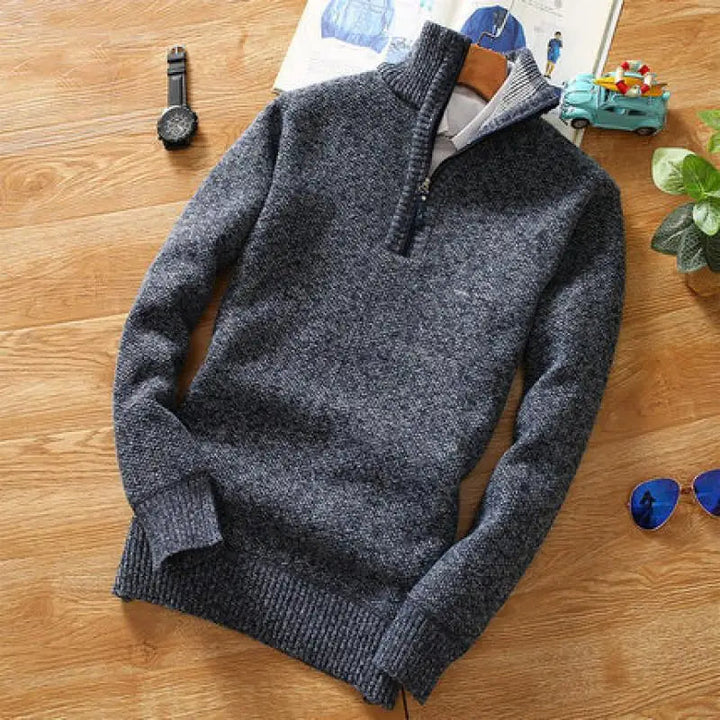 Stilla | Sweater - Strikket Halv Lynlås Krave