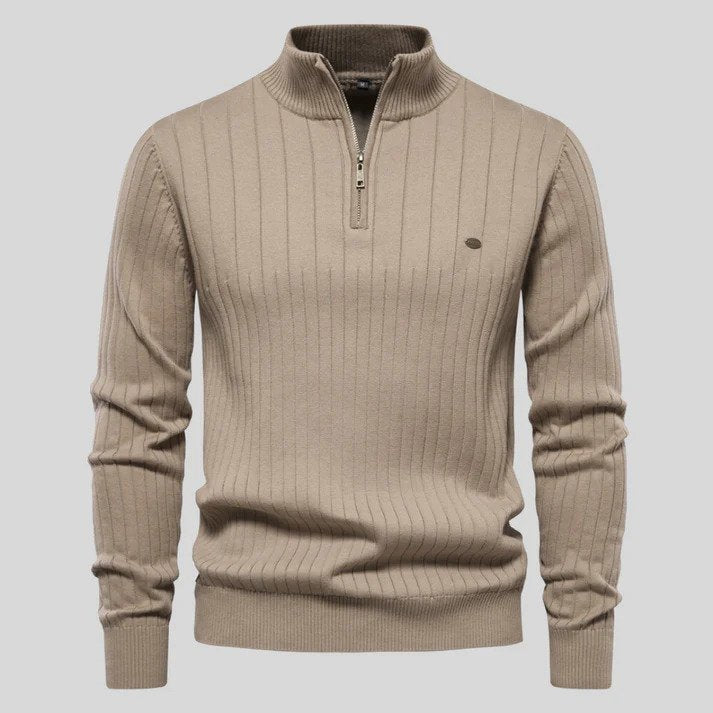 Stilla | Sweatshirt - Halv-lynlås Ribstruktur Ståkrave