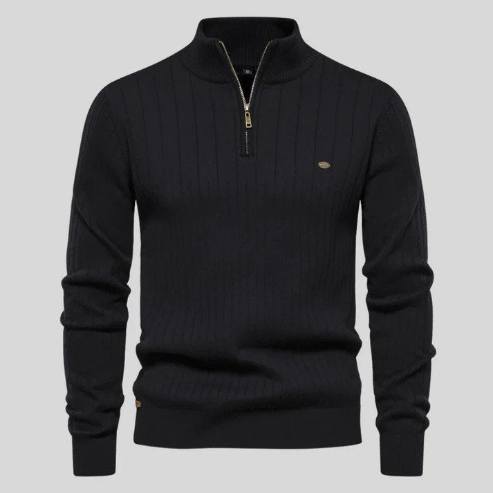 Stilla | Sweatshirt - Halv-lynlås Ribstruktur Ståkrave