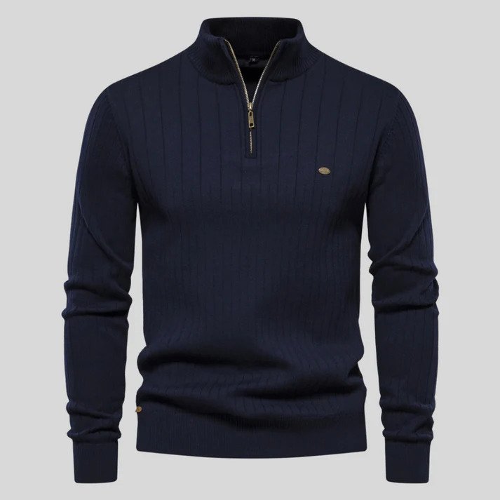 Stilla | Sweatshirt - Halv-lynlås Ribstruktur Ståkrave