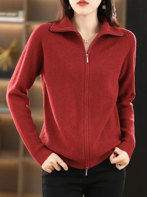 Stilla | Zip-Up Sweatshirt Blød Strik Høj Krave Behagelig og Stilfuld