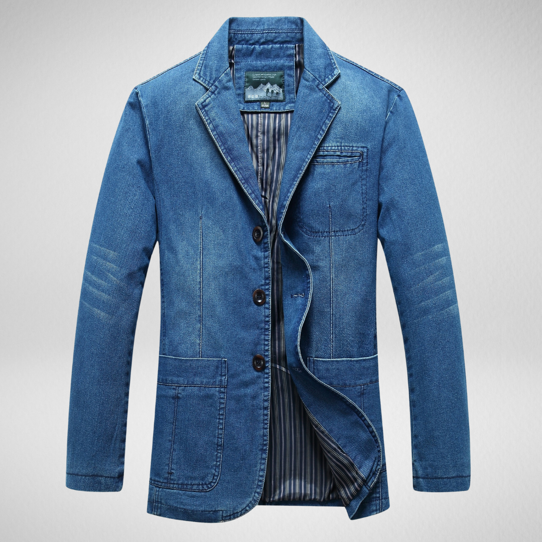 Stilla | Denim Blazer I Denim Stil med Enkeltknap Lukning