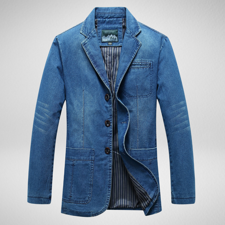 Stilla | Denim Blazer I Denim Stil med Enkeltknap Lukning