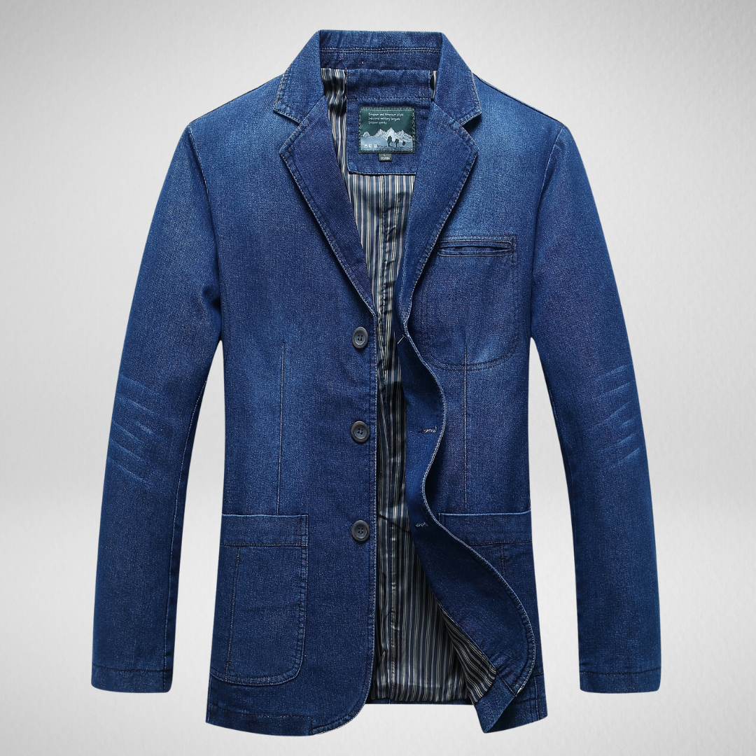 Stilla | Denim Blazer I Denim Stil med Enkeltknap Lukning