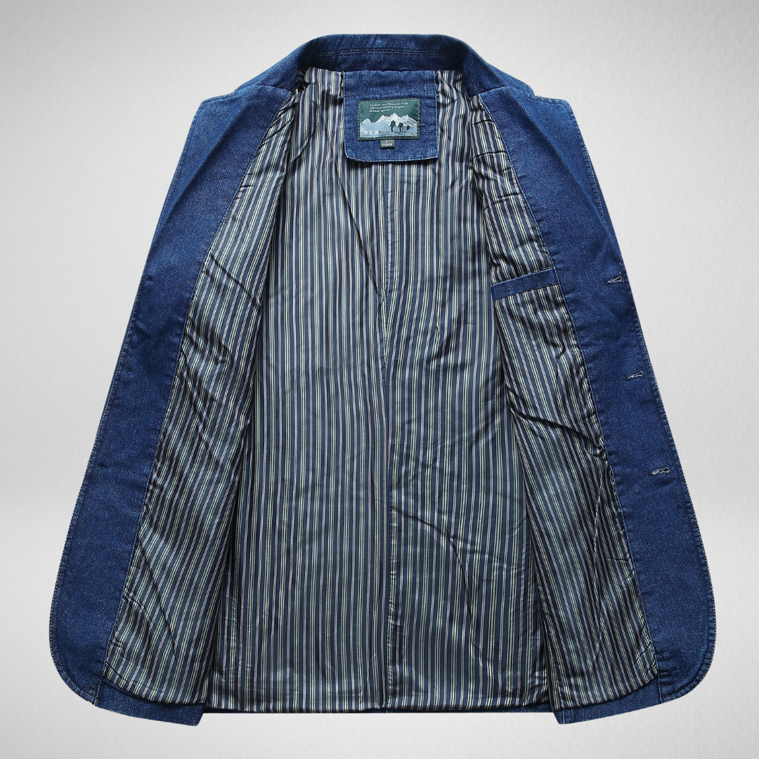 Stilla | Denim Blazer I Denim Stil med Enkeltknap Lukning