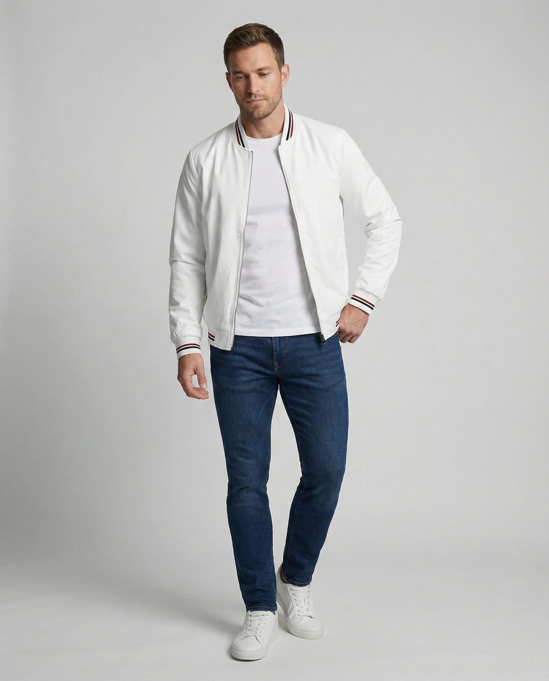 Herrer Casual Overgangsjakke med Vandafvisende Overflade & Ståkrave Skovae