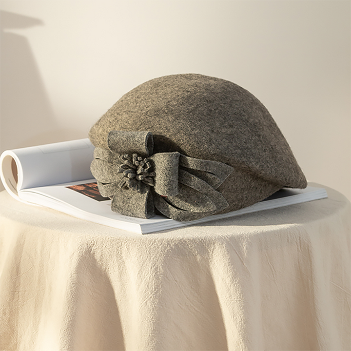 Stilla | Kvinders Blomstermønster Beret 100% Uld
