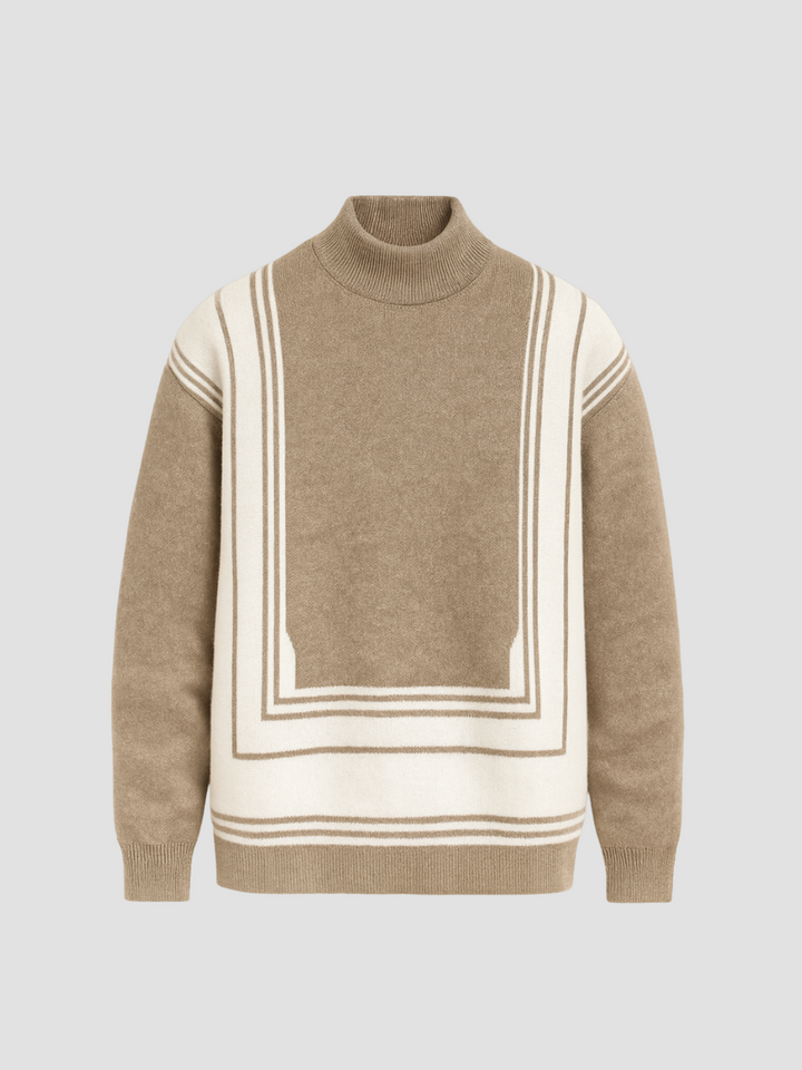 Stilla | Turtleneck Sweater med Geometrisk Mønster