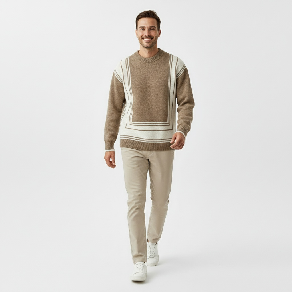 Stilla | Turtleneck Sweater med Geometrisk Mønster