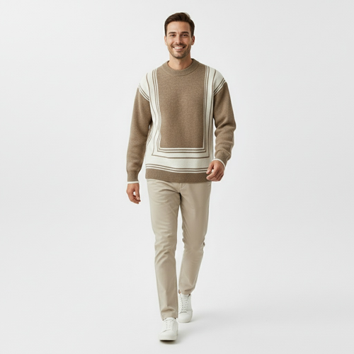 Stilla | Turtleneck Sweater med Geometrisk Mønster