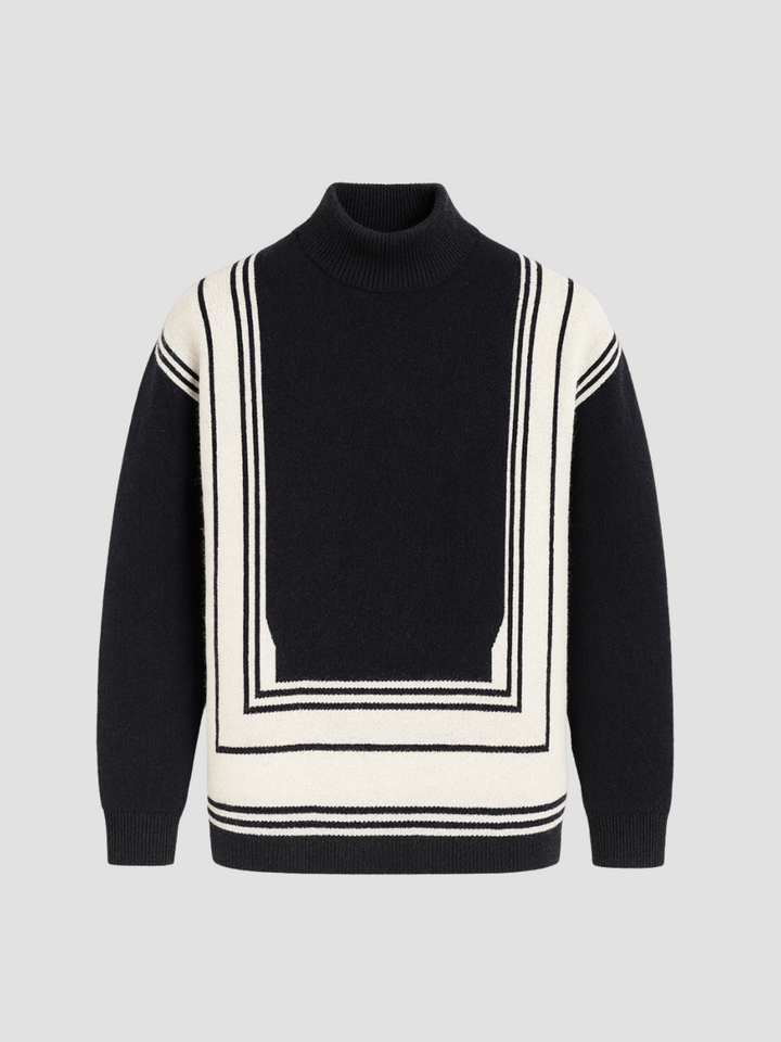 Stilla | Turtleneck Sweater med Geometrisk Mønster