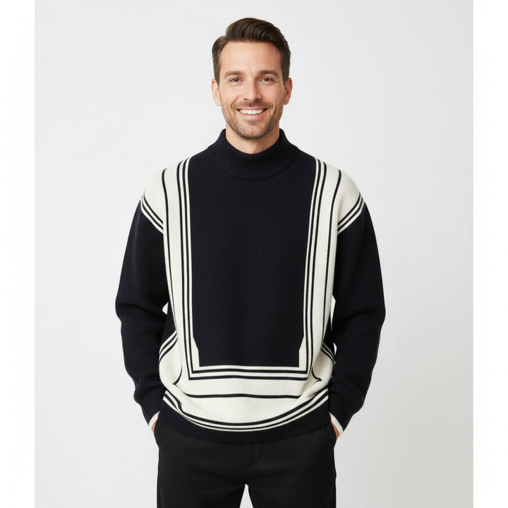 Stilla | Turtleneck Sweater med Geometrisk Mønster