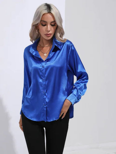 Stilla | Elegant Dambluse Satin Med Lange Ærmer