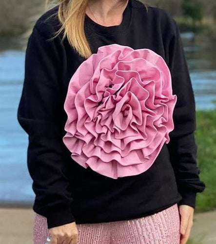 Stilla | Sort Sweater Med Blomster