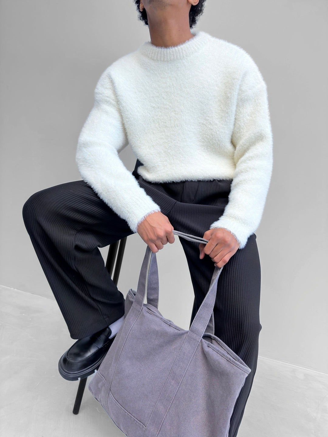 Stilla | Store størrelser Pullover Med Stropper Fluffy Ecru
