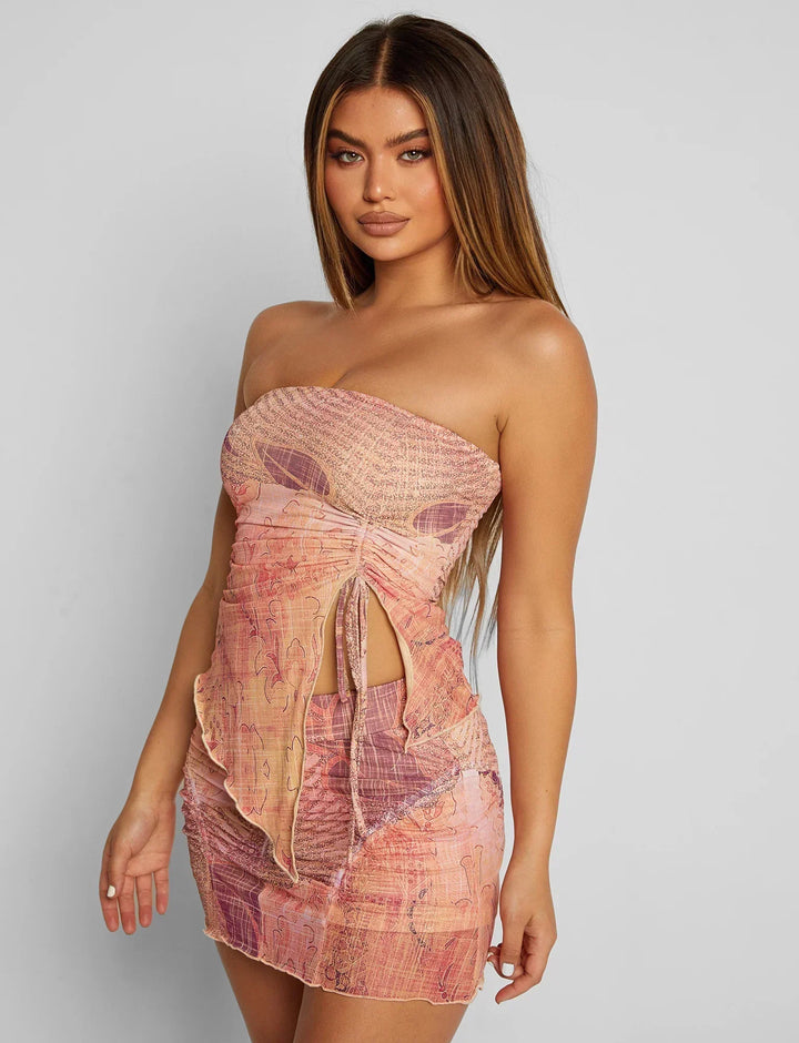 Stilla | Grunge Blomstret Top Med Nederdel