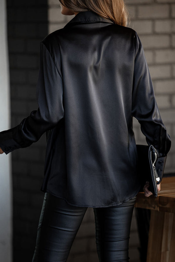 Stilla | Satin Krave Draperet Bluse