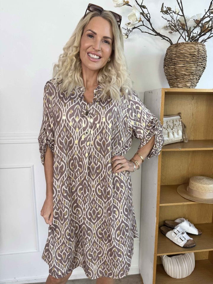 Stilla | Boho Maxikjole Med Gulddetaljer
