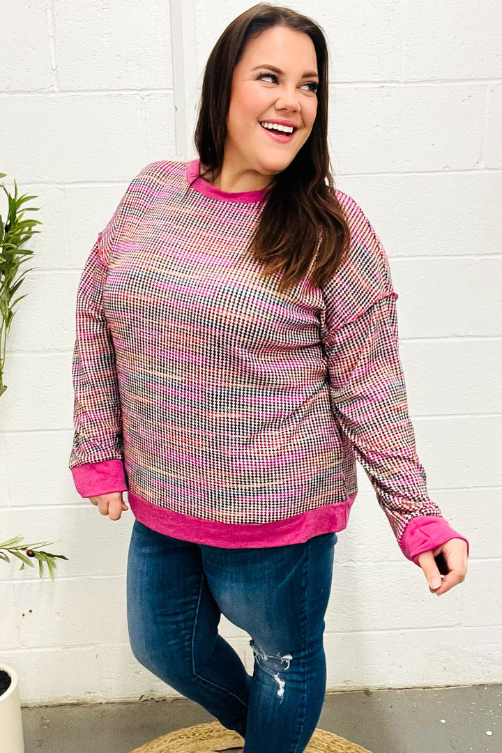 Stilla | Bring Joy Pullover I Struktureret, Flerfarvet Magenta Uldstrik