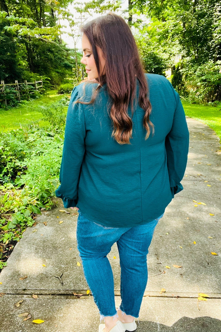 Stilla | Hej Smuk Smock Bluse Med Puffærmer i Jægergrøn