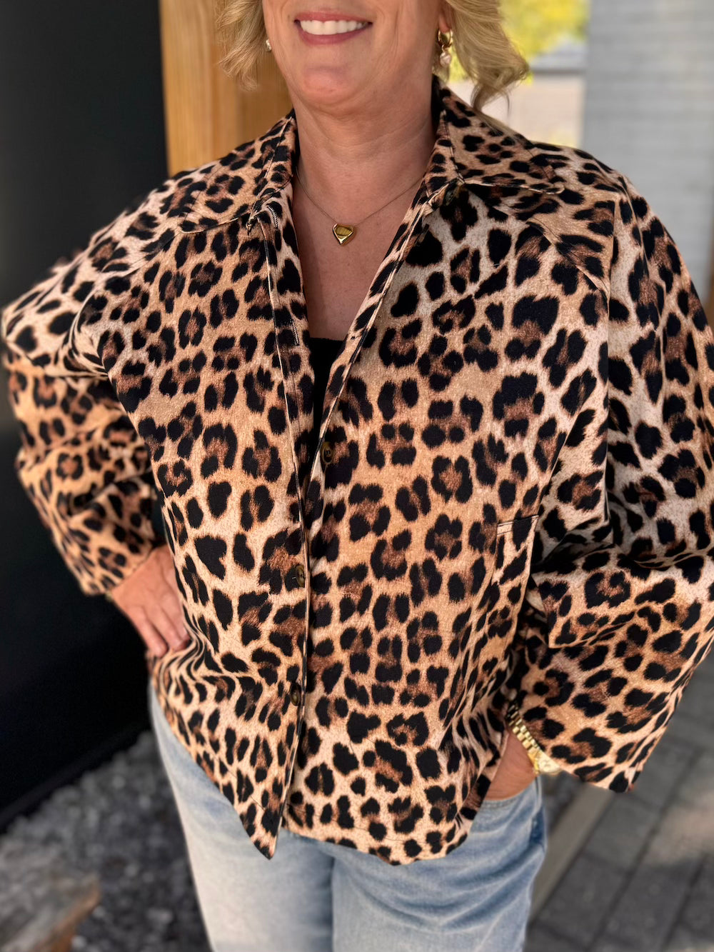 Stilla | Super Oversized Leopardjakke Camel