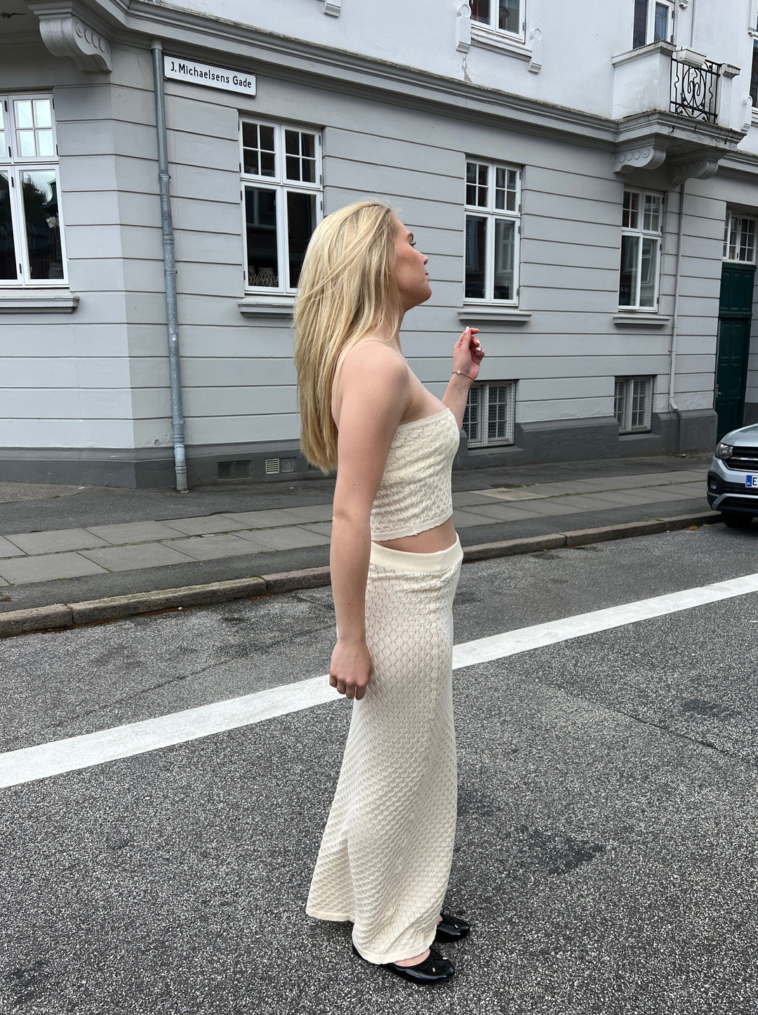 Stilla | Strik Nederdel Cremehvid