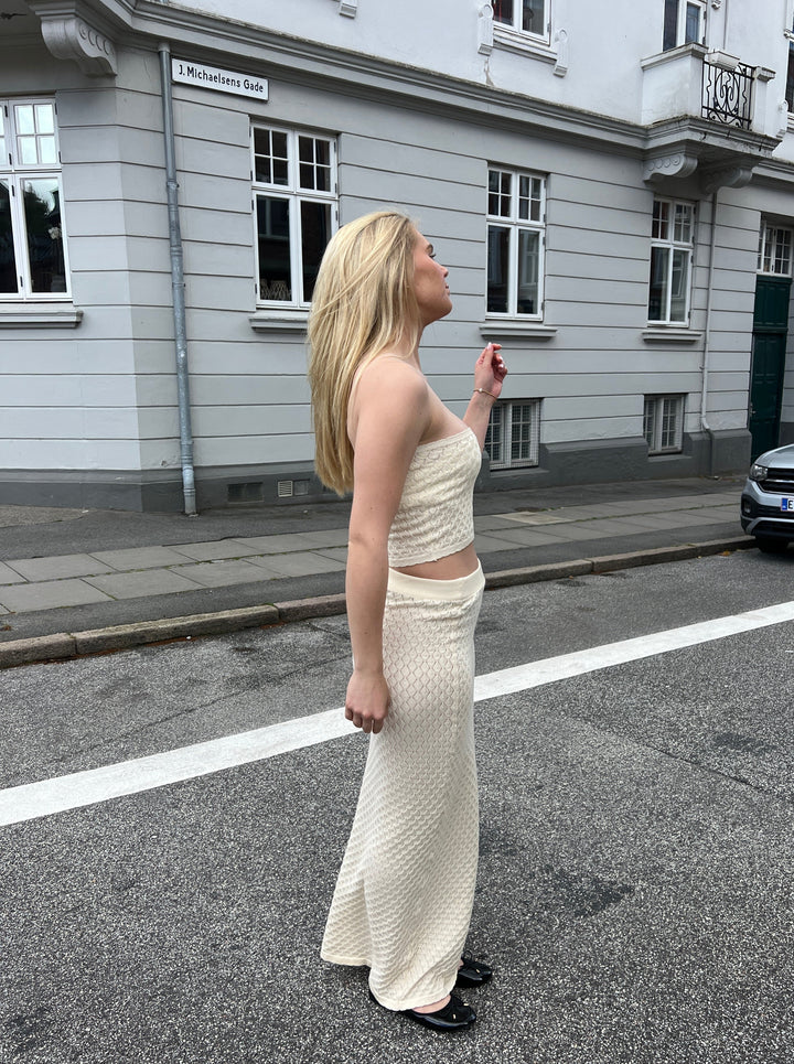 Stilla | Strik Nederdel Cremehvid