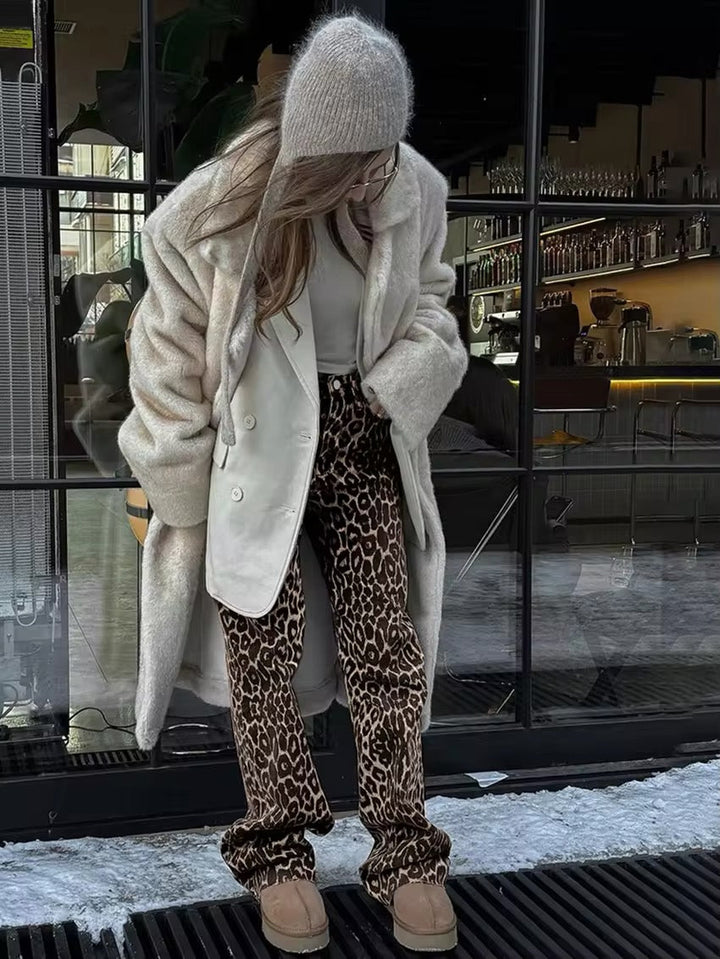 Stilla | Lige Jeansbuks Med Leopardmønster