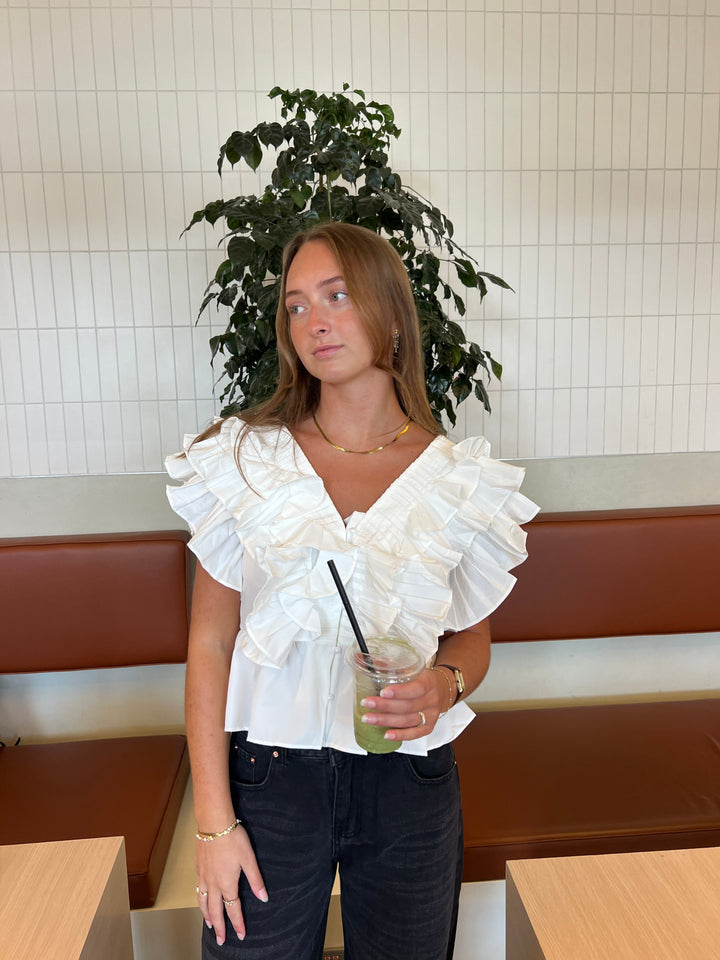 Stilla | Flæse Top Hvid
