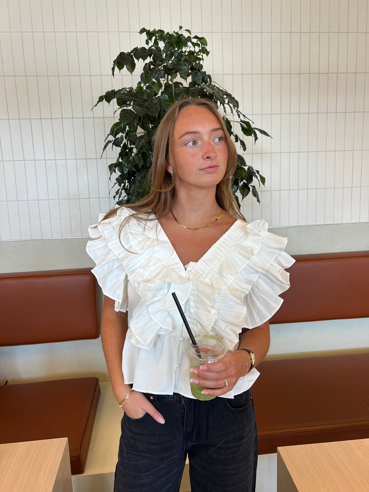 Stilla | Flæse Top Hvid