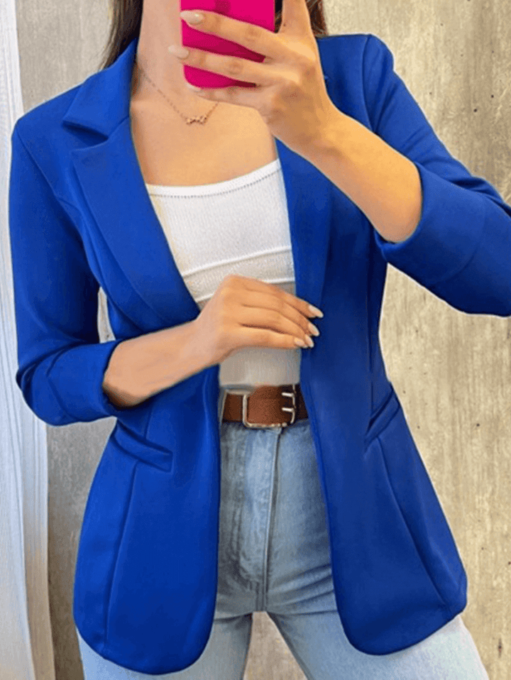 Stilla | Ensfarvet Kontor Blazer, Lommer, Reverskrave, Lange Ærmer, Kostürområde Til Kvinder, Modefuld Elegant Blazer