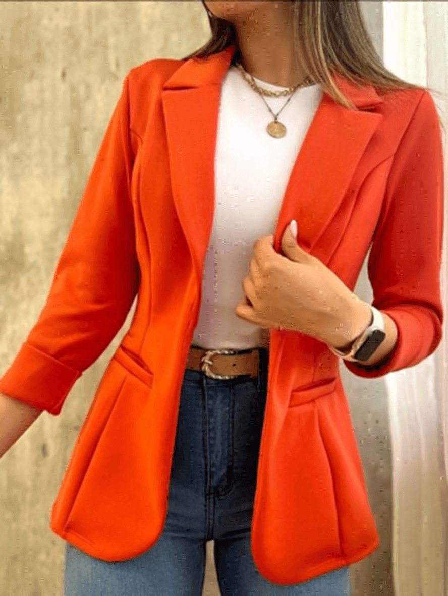 Stilla | Ensfarvet Kontor Blazer, Lommer, Reverskrave, Lange Ærmer, Kostürområde Til Kvinder, Modefuld Elegant Blazer