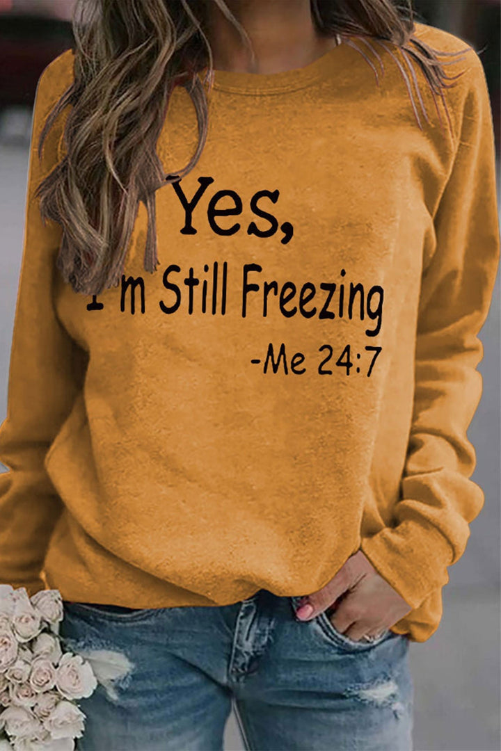 Stilla | Sweatshirt med tryk I'm Still Freezing.