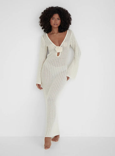 Stilla | Rygløs Strikkjole Beige