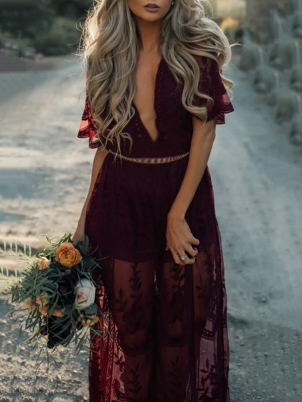 Stilla | Maxi Kjole Blonde Dyb Slids V-hal Moda Chic Kjole Til Graviditetsphotoshoot