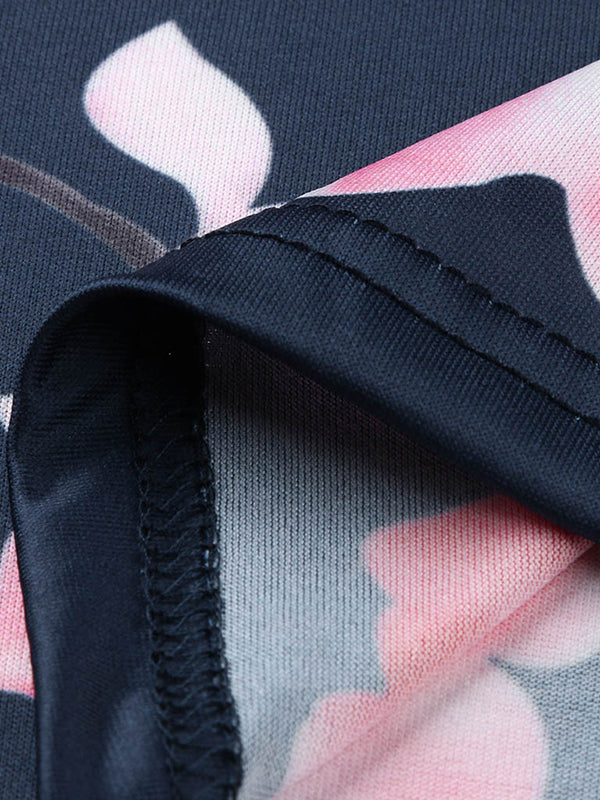 Stilla | Mini Kjole Blomstret Print Skære En Linje Rund Hals Mode Chic Kjole Linje Graviditetskjole