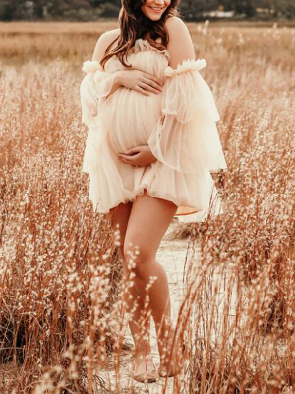 Stilla | Kjole Til Gravide for Network Ruffles Boat Neck Maternity Bohemia Dresses for Photo Services Dress