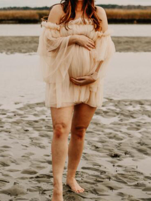 Stilla | Kjole Til Gravide for Network Ruffles Boat Neck Maternity Bohemia Dresses for Photo Services Dress