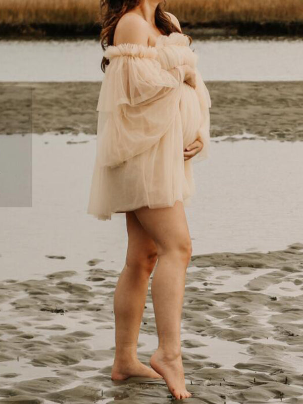 Stilla | Kjole Til Gravide for Network Ruffles Boat Neck Maternity Bohemia Dresses for Photo Services Dress