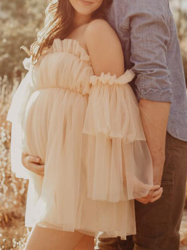 Stilla | Kjole Til Gravide for Network Ruffles Boat Neck Maternity Bohemia Dresses for Photo Services Dress
