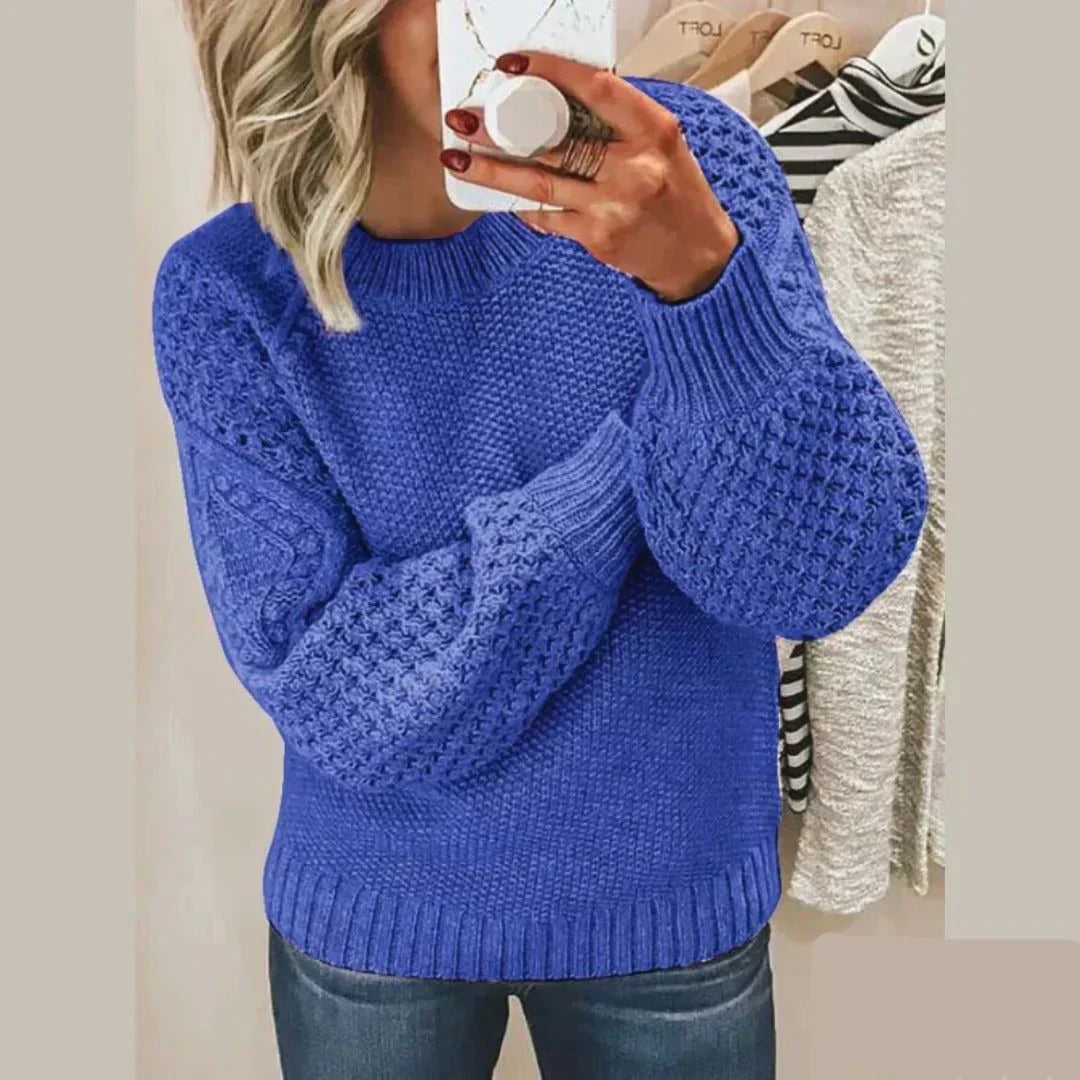 Stilla | Struktureret Klassisk Pullover Med Puffærmer