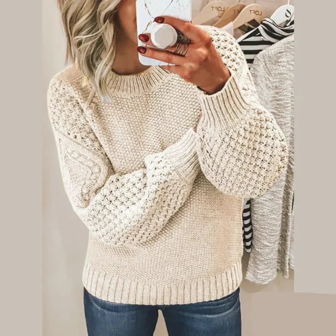 Stilla | Struktureret Klassisk Pullover Med Puffærmer