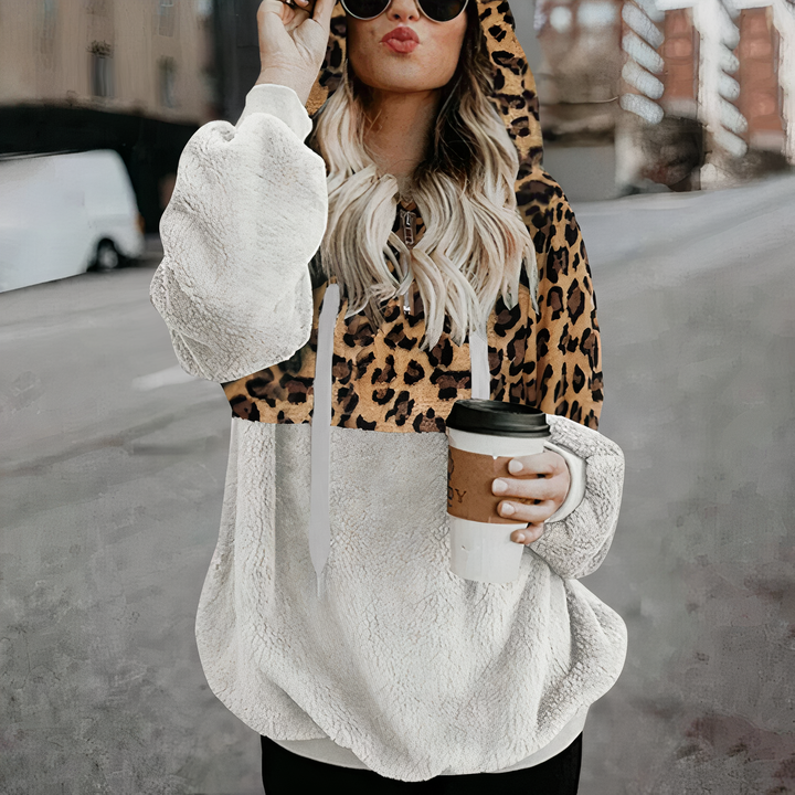 Stilla | Sweatshirt med leopardmønster i fleece