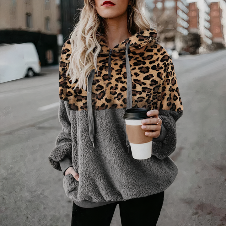 Stilla | Sweatshirt med leopardmønster i fleece