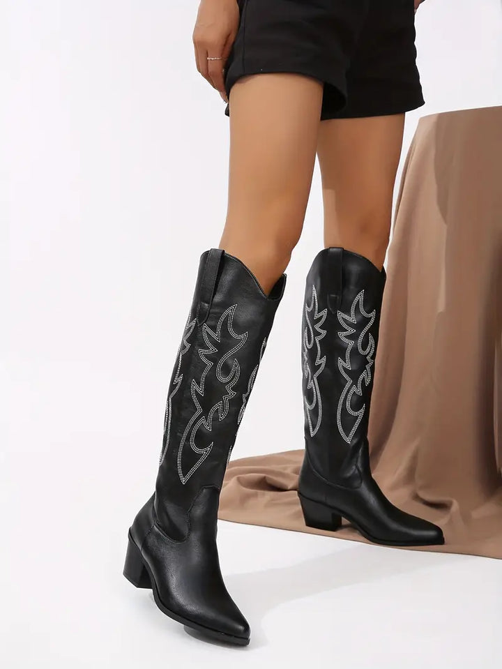 Stilla | Broderede Western Cowboy Støvler