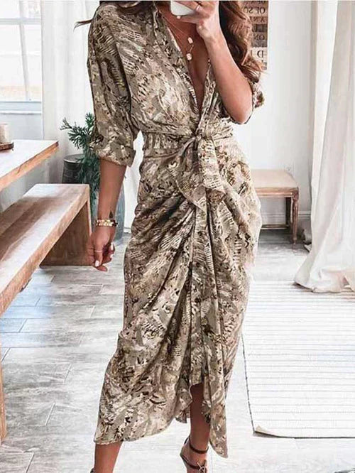Stilla | Elegante Casual Kjole Med V-udskæring Og Taljebælte